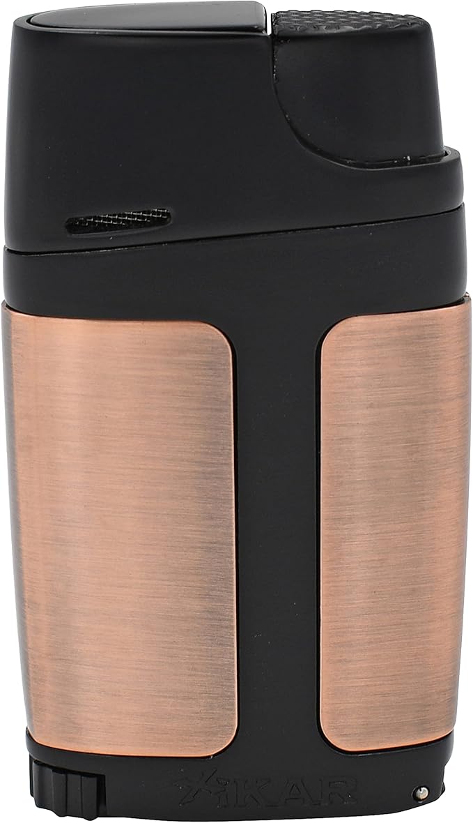 Xikar ELX Double Jet Flame Lighter with 9mm Cigar Punch, Ergonomic Design, Vintage Bronze