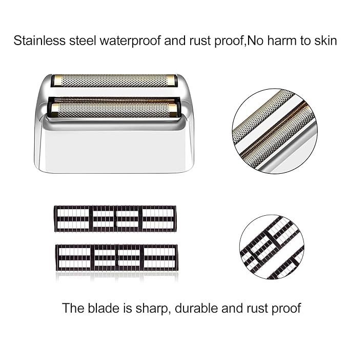 Professional Replacement Foil and Cutters for BaBylissPRO Barberology Double Foil Shaver, Compatible with BaBylissPRO Barberology FXFS2 Shaver (silver)
