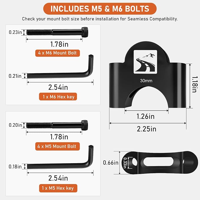 30mm Aluminum Aerobar Riser Kit, Clip On Aero Bars Armrest Handlebar Spacers for Road Bike Triathlon and Time Trial, Compatible with Profile Design 31.8mm Clamp, with M5 & M6 Mount Bolts