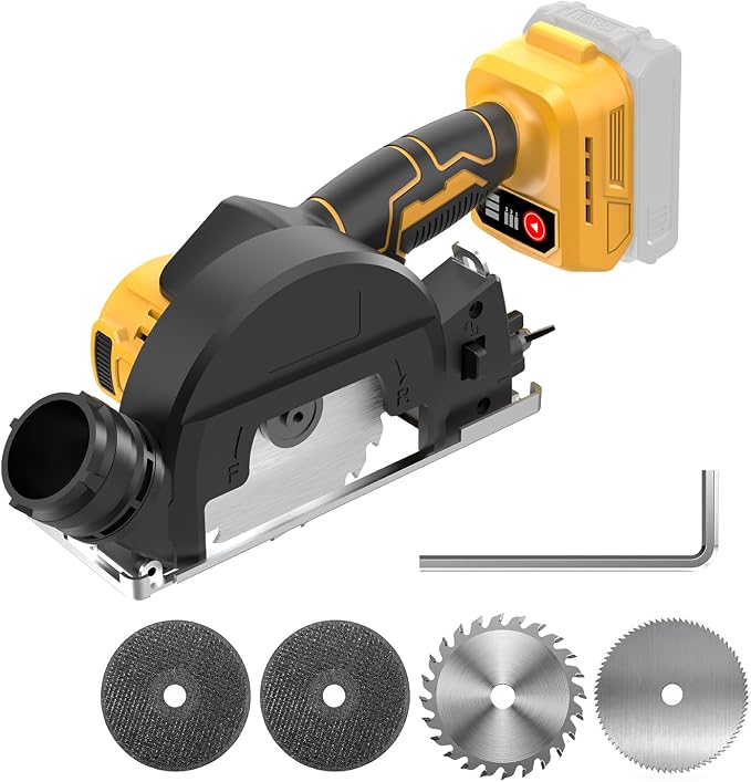 4" Mini Circular Saw Compatible With DeWalt 20V Battery(NO Battery) | Brushless Cordless Cut Off Tool with 3 Speeds, 4 Blades,12000RPM,Removable Dust Cover for Metal, Wood and PVC