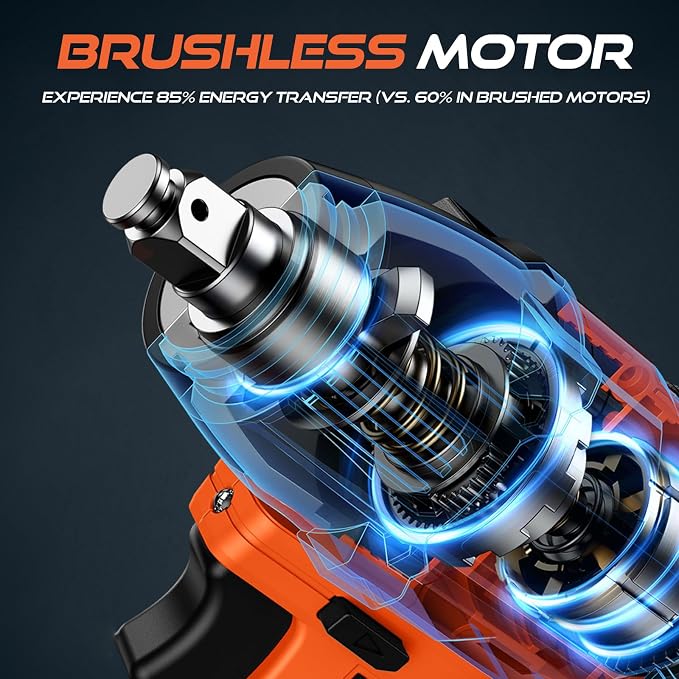 DECERK 400Nm Compact Impact Wrench - Precision Torque for DIY, Bicycle Repair & Furniture Assembly [4000mAh Dual Batteries] [1/2 Inch Driver] [21V MAX] Brushless, Cordless, Electric, Power, Gun