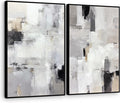 Zessonic Neutral Abstract Wall Art, Large Modern Textured Framed Canvas Wall Decor, Minimalist Prints Paintings, Black White Grey Artwork Pictures for Home, Living Room, Office, 24"x36"x2