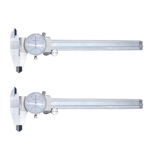 HFS(R) 2PCs/Pack, 0-6" Imperial Calipers 4 Way Dial Caliper 0.001" Shock Proof Plastic Case