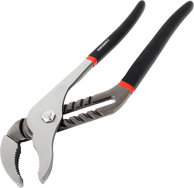 Powerbuilt 16-Inch Groove Joint Pliers, Adjustable Water Pump Pliers, Comfort Dip-grip Handle - 641395