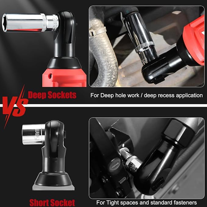 AOBEN 20V 3/8" Cordless Ratchet Wrench Kit, 60 Ft-lbs Brushless Electric Power Ratchet with Variable Speed, 2X2000mAh Lithium-Ion Battery, Charger, 8 Sockets, 1/4" Adaptors, 6" Extension Bar