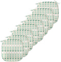 Lunarable Aquamarine Chair Seating Cushion Set of 8, Romantic Pattern with Heart Shapes in Rows, Anti-Slip Seat Padding for Kitchen & Patio, 16"x16", Champagne Laurel Green