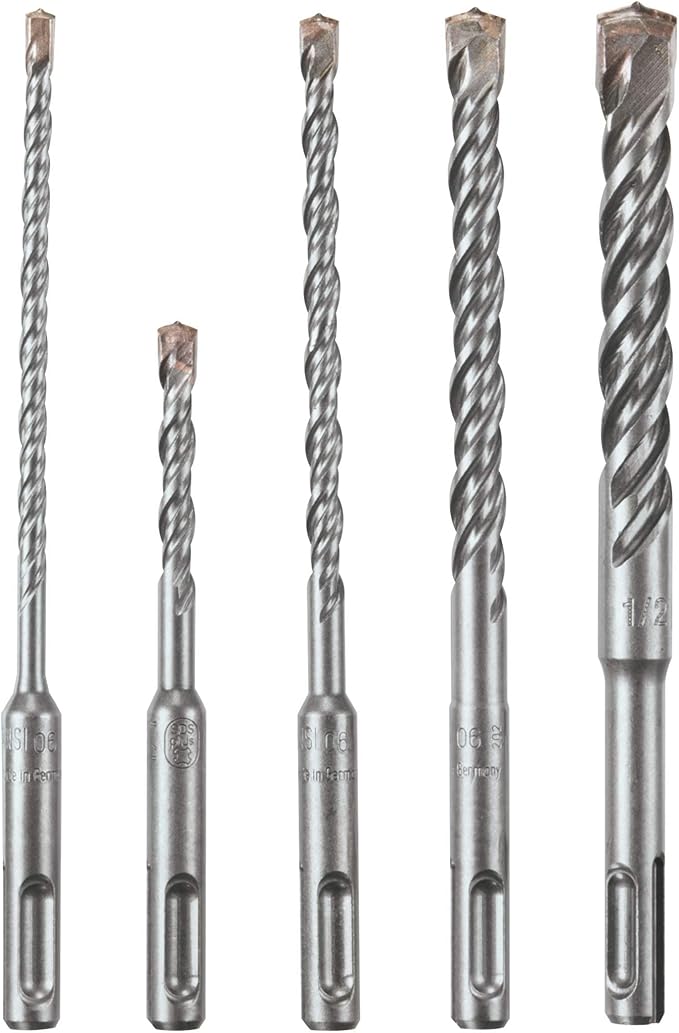 BOSCH HCK005 5-Piece Assorted Set SDS-Plus Bulldog Rotary Hammer Bits Ideal for Applications in Masonry, Brick, Block, Concrete