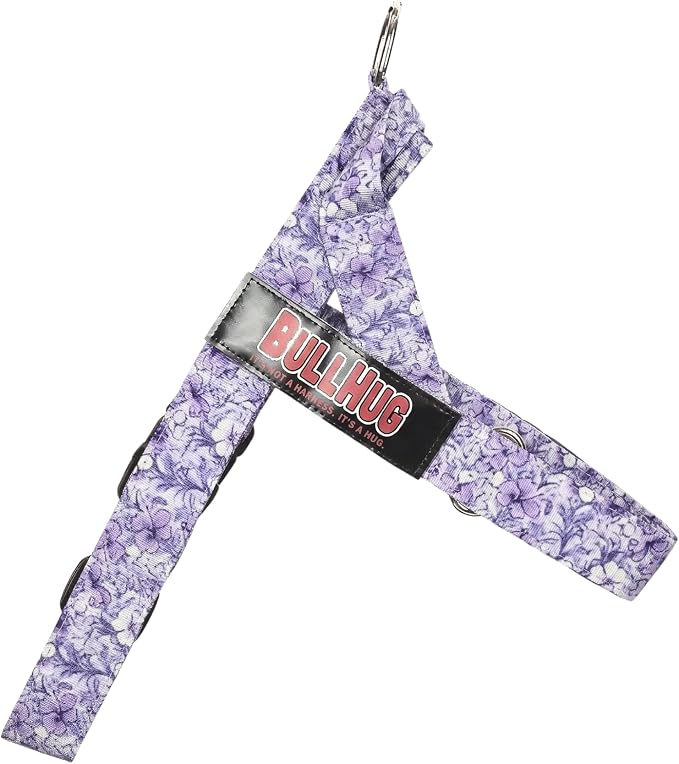 Adjustable Dog Harness– No Pull, No Choke – for English Bulldogs, French Bulldogs, Pugs & Broad-Chested Breeds – Easy, Safe Walks (Purple Floral, XL)