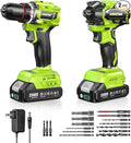 Robustrue 21V Cordless Drill & Impact Driver Combo Kit, 3/8" Drill & 1/4" Impact Driver, 2×2000mAh Batteries, Fast Charger, 16-Piece Bit Set for DIY Projects, Furniture Assembly & Home Repairs