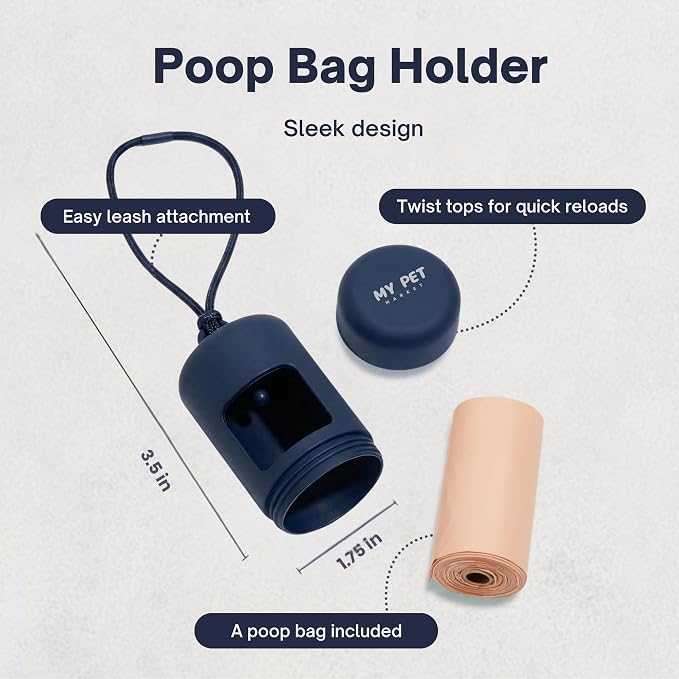 No Pull Dog Harness and Leash Set 3-in-1 Adjustable Anti Pull Dog Harness with Hands-Free Matching Leash,Poop Bag Holder,Easy Walk Dog Harness Extra Small Sized Dog(Navy Blue)
