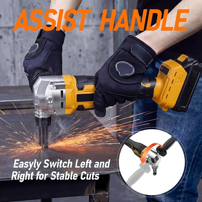 Cordless Metal Nibbler Compatible with DeWalt 20V Battery(No Battery) Brushless Metal Cutter 3-Speed with Assist Handle & 2 Blades for Stainless Steel Aluminum