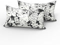LVTXIII 2 Pack Outdoor Lumbar Pillows 12x20 Inch with White Piping, Fade Resistant Support Throw Pillows with Inserts for Patio Furniture, Sofa, Chair, Noir Floral