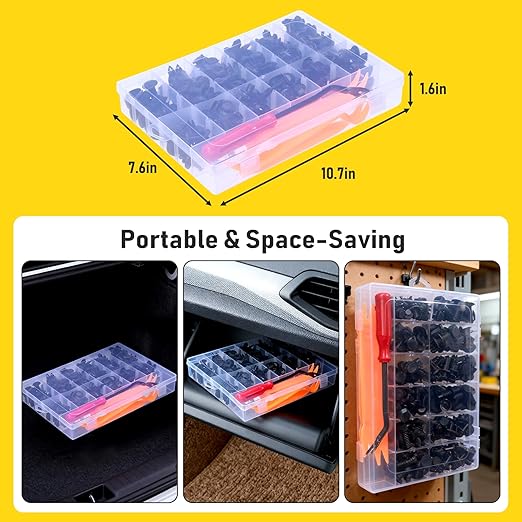 260PCS Car Bumper Retainer Clips Kit - Auto Plastic Rivets & Push Fasteners Set, Most Popular Sizes for Door Trim, Panel, Fender - Compatible with GM, Ford, Toyota, Honda, Chrysler