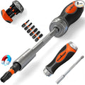 HORUSDY 6-in-1 Ratcheting Screwdriver Set, Magnetic Multi-Bit Screwdriver with Built-in Premium S2 Bits & 126mm Extension Bar, Dad Mens Gifts for Christmas, All-in-One Tool for Home Repair, DIY