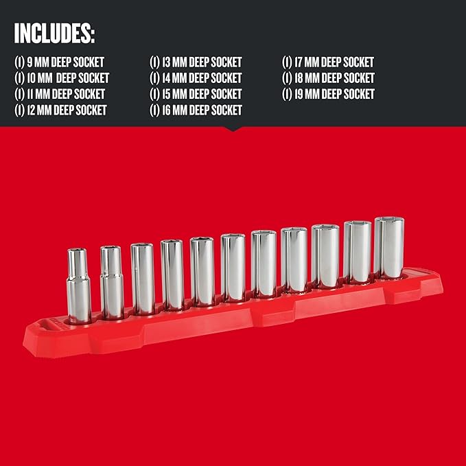 CRAFTSMAN Socket Set, Metric, 3/8" Drive, 6 Pt., 11Piece (CMMT12045)