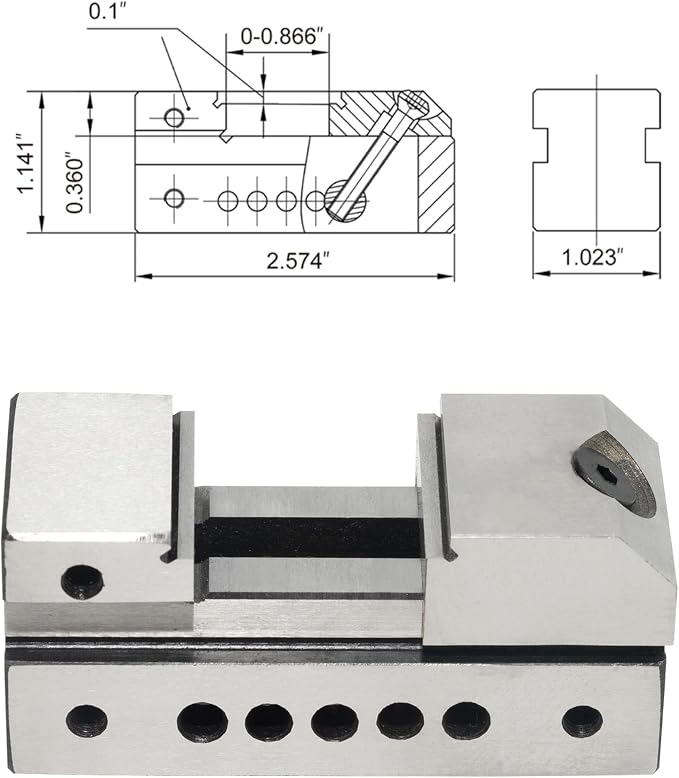 HFS(R) 1" Precision Grinding Screwless Mini Insert Vise Toolmaker Steel with .0002" Accuracy