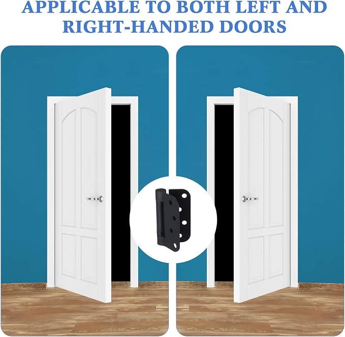 Yaocom 10 Pack Self Closing Door Hinge 4 Inch Spring Loaded Hinges with 5/8'' Radius Corners Automatic Door Closer Hinge Adjustable Tension for Garage, Residential(Black)