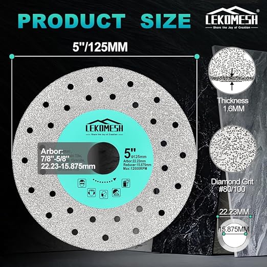 Rock Slab Grinding Disc - 5 inch Glass Cutter Disc(10pcs), Granite Cutting Blade, Diamond Grinder Wheel for Rock Slab, Stone, Tile, Marble, Granite, Glass Diamond Saw Blades