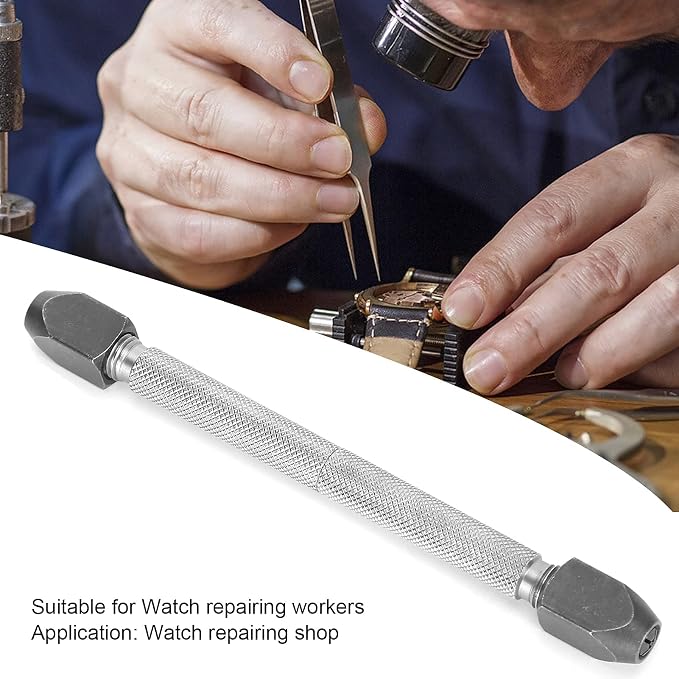 Steel Pin Vise Hand Drill with Twisted Drill Bit, Ergonomic Slip-Resistant Handle, Watch Repair Tool for Watchmakers