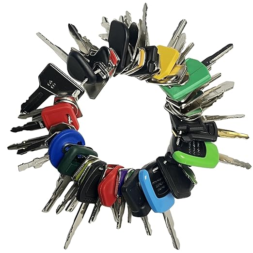 50 Heavy Equipment Keys Master Set, Construction Ignition Key for Cat Caterpillar Case JD John Deere Hyster Komatsu Kubota Yanmar Daewoo Takeuchi Ford New Holland Volvo JCB and More