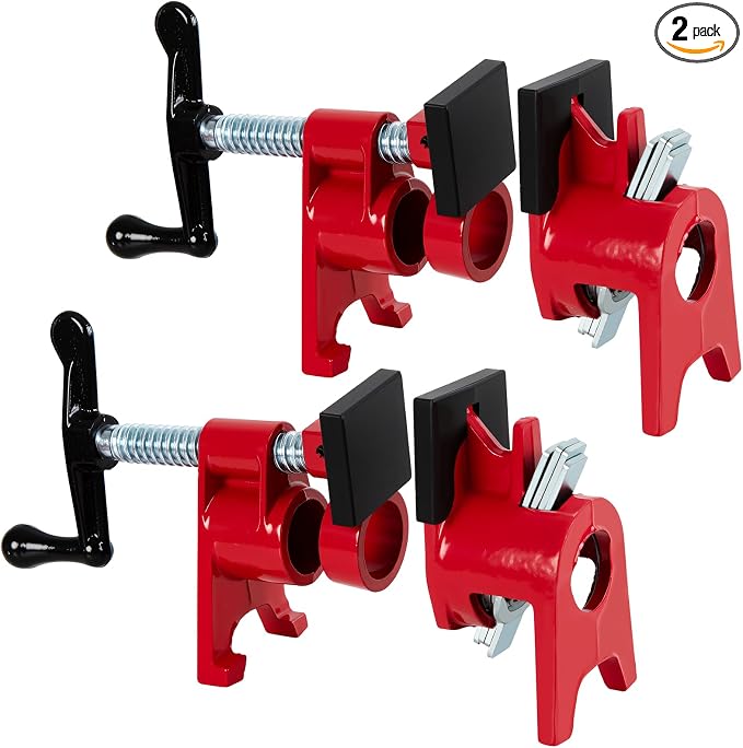 ATPEAM 3/4'' Pipe Clamps for Woodworking Heavy Duty Cast Iron Wood Gluing Pipe Clamp Set for Woodworking, Carpentry, Home Improvement, and DIY Jobs (2)