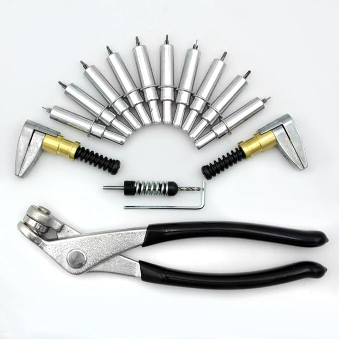 3/32" Mini Cleco Kit, with Cleco Pliers, 10 3/32" Clecos, 2 Side Clamps, and #40 Drill Bit with Spring Drill Stop