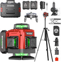 weiddw Laser Level with Tripod, Self Leveling Laser Level 4x360°, Green Line Laser 4D Laser Leveler Tool with 2Pcs Lithium Batteries for Picture Hanging, Tile, Home Renovation, Indoor