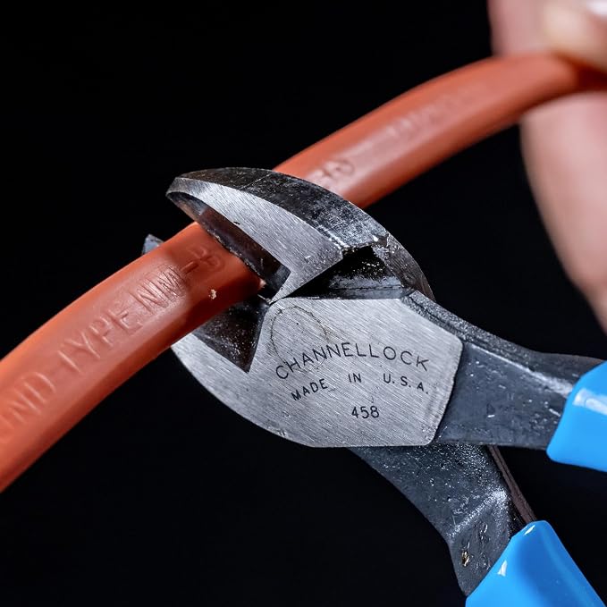 Channellock Side-Cutting Plier E458 - Center Cutting, Improved High-Alloy Steel - 8 In.