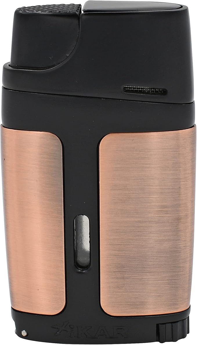 Xikar ELX Double Jet Flame Lighter with 9mm Cigar Punch, Ergonomic Design, Vintage Bronze
