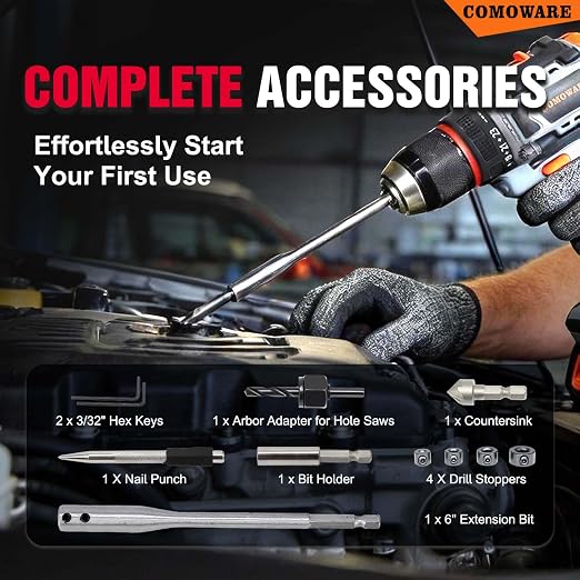 COMOWARE 246 Pcs Drill Bit Set with Case for Wood, Metal, Masonry, Cement and Screwdriver Bits