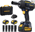 JESIMAIK Cordless Impact Wrench, 1475Ft-lbs (2000N.m) 1/2" Brushless High Torque Impact Wrench with 2×4.0Ah Batteries, Impact Gun with 4 Impact Modes & 5 Sockets for Truck RV Car Heavy Construction