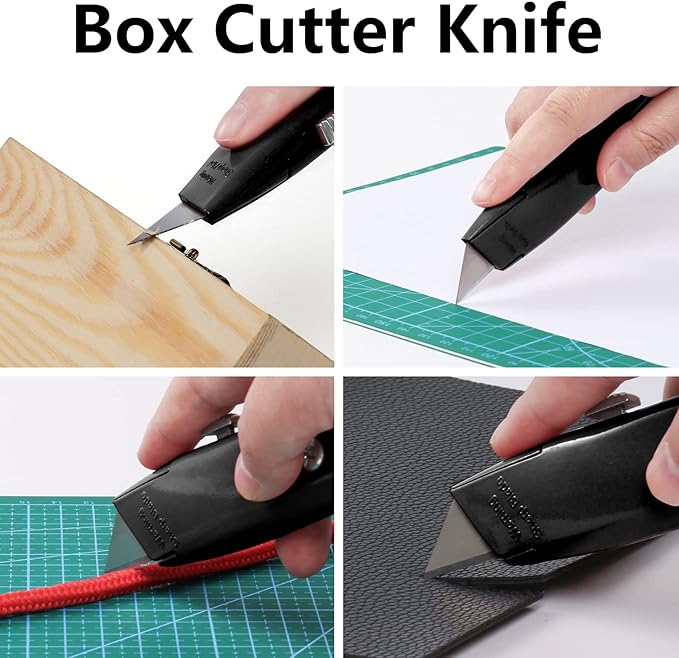 DIYSELF 2Pack Utility Knife Box Cutter Retractable Blade Heavy Duty PVC Pipe Cutter(Black)