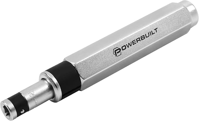 Powerbuilt 1/4 Inch Drive 7 Piece Impact Driver Set Extractor Tool, Remove Rusted, Damaged Screws, Strike Handle With a Hammer to Create Spring-Loaded Twisting Torque - 647767