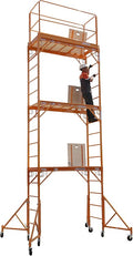 CBM Scaffold Rolling Tower Standing at 17' High with Hatch Deck Guard Rail and U Lock Brace CBM1290