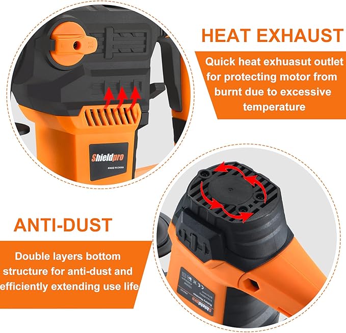 1-1/4 Inch SDS-Plus 13 Amp Rotary Hammer Drill Heavy Duty, Safety Clutch 3 Functions with Vibration Control,Including Grease, Flat Chisels, Point Chisels and 3 Drill Bits