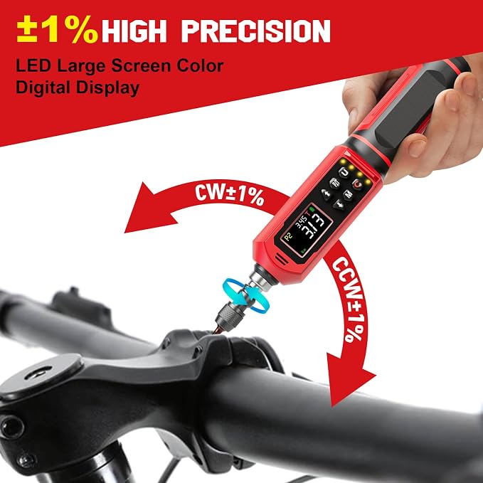 ±1% Accuracy, Digital Torque Screwdriver, 1.5-88.5in-lbs/0.15-10Nm | 1/4'' Drive Inch Pound Torque Screwdriver Electrician, LED, Buzzer, Vibration, 9 Preset Mode 5 Units for Bike, Gunsmithing