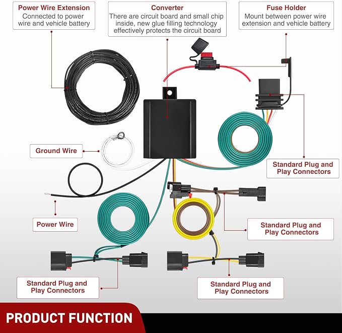 Nilight 4 Pin Trailer Wiring Harness Kit 56426 Simple Fit Tow Hitch | Vehicle Standard 4 Way Connector Custom for 2014 2015 2016 2017 2018 2019-2021 Jeep Grand Cherokee 2022 Grand Cherokee WK