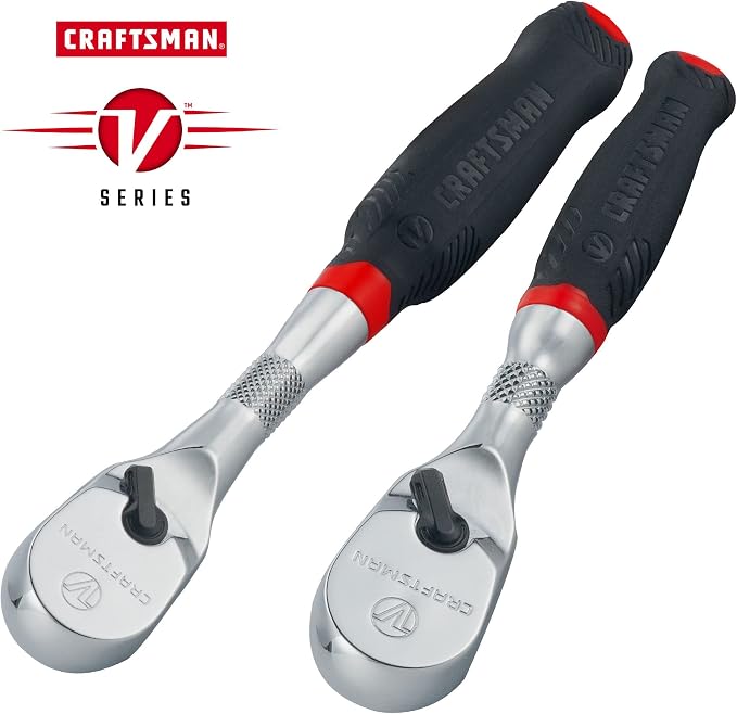 CRAFTSMAN V-SERIES Ratchet, 1/4 & 3/8 Inch Drive, Comfort Grip, 2 Pack (CMMT86502V) | CMMT86502V