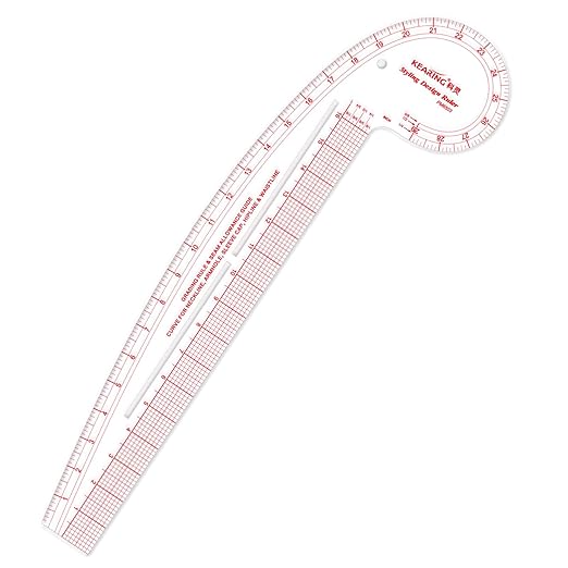 KEARING 29" Curve & 16" Straight Styling Design Marking Ruler, Clear Acrylic Hip French Curve Ruler Vary Form Curve Ruler for Sewing Pattern Making, 4 Rulers in 1 Transparent Fashion Designer's Ruler