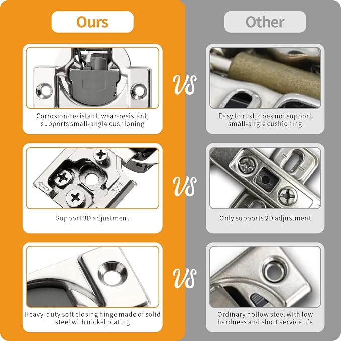 Chibery 10 Pack 3/4" Overlay 3D Soft Close Concealed Hinge for Face Frame Door, Smooth Slow Self Closing Hinges, Satin Nickel, Hidden 105° Open Angle Stainless Steel Hinge for Kitchen Cabinet Door