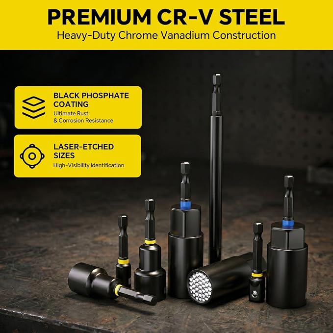 80 Pcs Magnetic Nut Driver Set & Impact Socket Set, Master S2/Cr-V Drill Sockets with Metric & SAE, 1/4" Hex Shank Bits, Extension Holder, Heavy-Duty Organizer Case, Tools Gift for Men