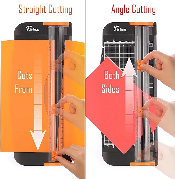 Firbon A4 Paper Cutter 12 Inch Titanium Paper Trimmer Scrapbooking Tool with Automatic Security Safeguard and Side Ruler for Craft Paper, Coupon, Label and Cardstock (Black)