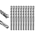 SALI 10PCS 1/2"*6" SDS Plus Rotary Hammer Drill Bit Concrete Drill Bit Kit Cross-Type Double Thread Carbide Material Suitable for Brick, Cement Walls, Stone, Hammer Drill Bits