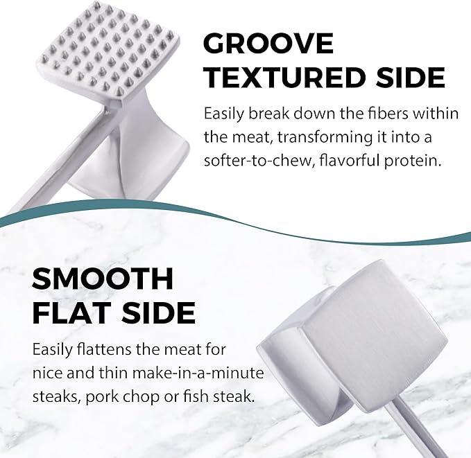 KITEXPERT Meat Tenderizer Hammer with Comfortable-Grip Handle, Dual-side Mallet for Kitchen, Heavy Duty Pounder For Tenderizing Steak, Beef and Fish, Blue