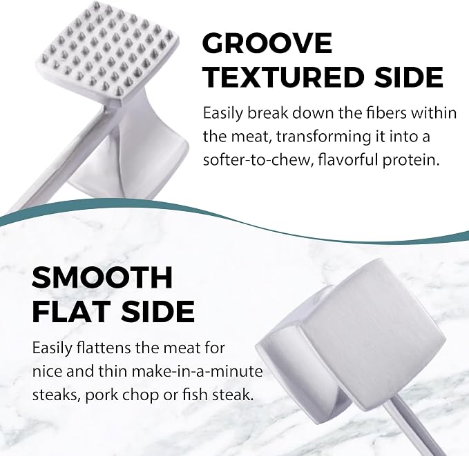 KITEXPERT Meat Tenderizer Hammer with Comfortable-Grip Handle, Dual-side Mallet for Kitchen, Heavy Duty Pounder For Tenderizing Steak, Beef and Fish, Pink