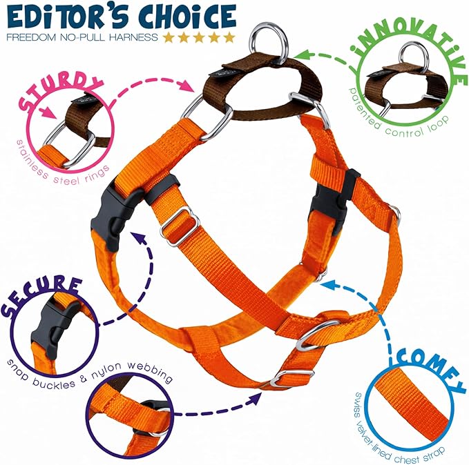 2 Hounds Design Freedom No Pull Dog Harness, 1 inch MD, Rust | Discourages Pulling, Comfortable Control Adjustable Dog Harness for Medium Sized Dogs, Made in USA (Leash Not Included)