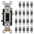 AIDA 20 Pack 3 Way Toggle Light Switch, 15 Amp, 120 Volt, Toggle Framed AC Quiet Switch, in Wall On/Off Switch Replacement, Self-Grounding, Residential and Commercial Grade, UL,Glossy Black