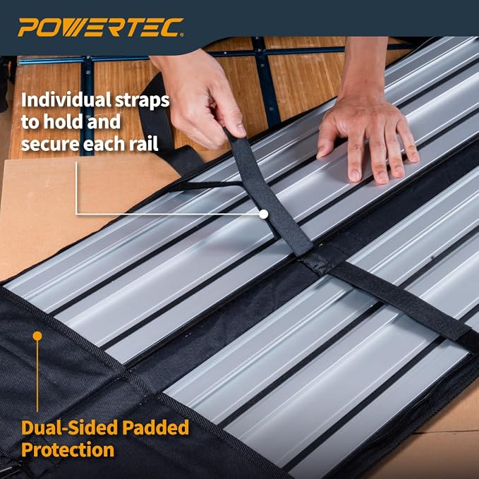 POWERTEC 71411V 59" Track Saw Guide Rail Bag for Makita, and DEWALT | W/Dual-Sided Padding For Secure Rail Placement