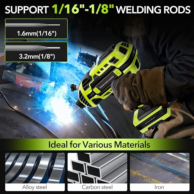 Portable Welding Machine, 110V Handheld Welder with 30PCS Rods & Auto Darkening Goggles, Electric ARC Welder Gun with IGBT Inverter 5 Variable Current Adjustment Fits for 3/32" Welding Rods