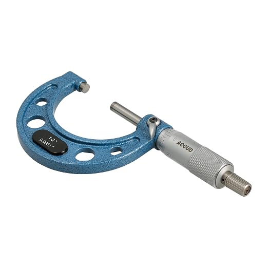 Outside Micrometer 1-2" Measuring Range, 0.0001" Graduation, Ultra-Precision Machinist Tool, Carbide Tips, Vernier Scale, Ratchet Stop, Includes Case